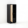 Dark gray Ledgeandlilac wall storage cabinet shown from a three-quarter view, featuring a modern design for organized storage.